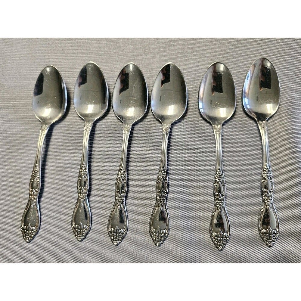 Oneida Rogers Deluxe Stainless Huntington Teaspoons 6" Set of 6 Tea Spoon